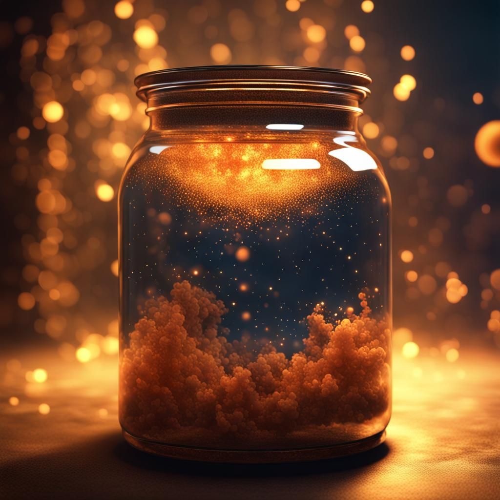 Enchanted Jar with Luminescent Particles in 3D