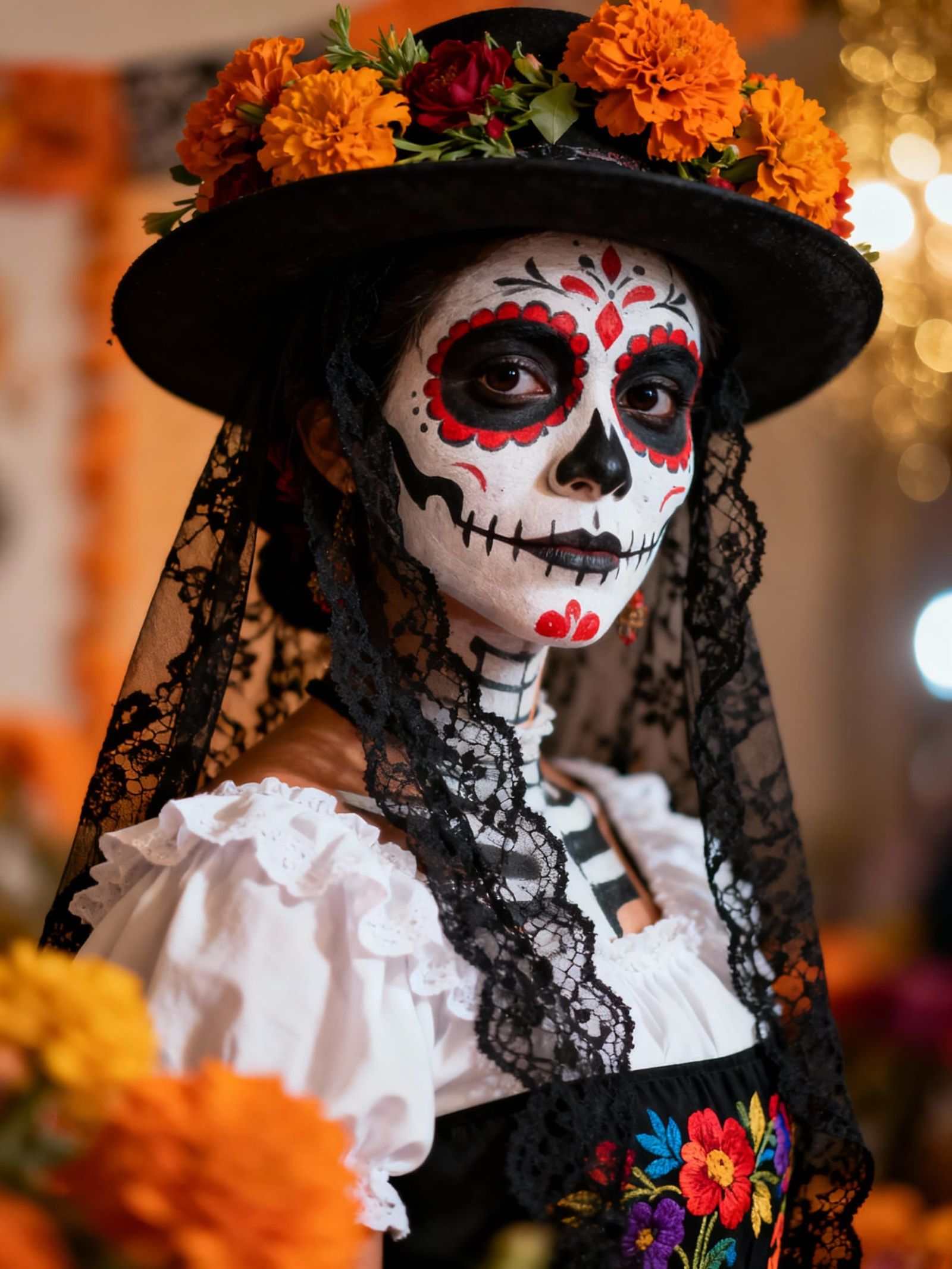 Mexican Catrina Portrait for Dia de los Muertos