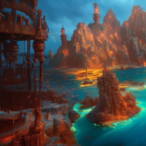 Fantastical Naiades Aqua in Detailed Matte Painting