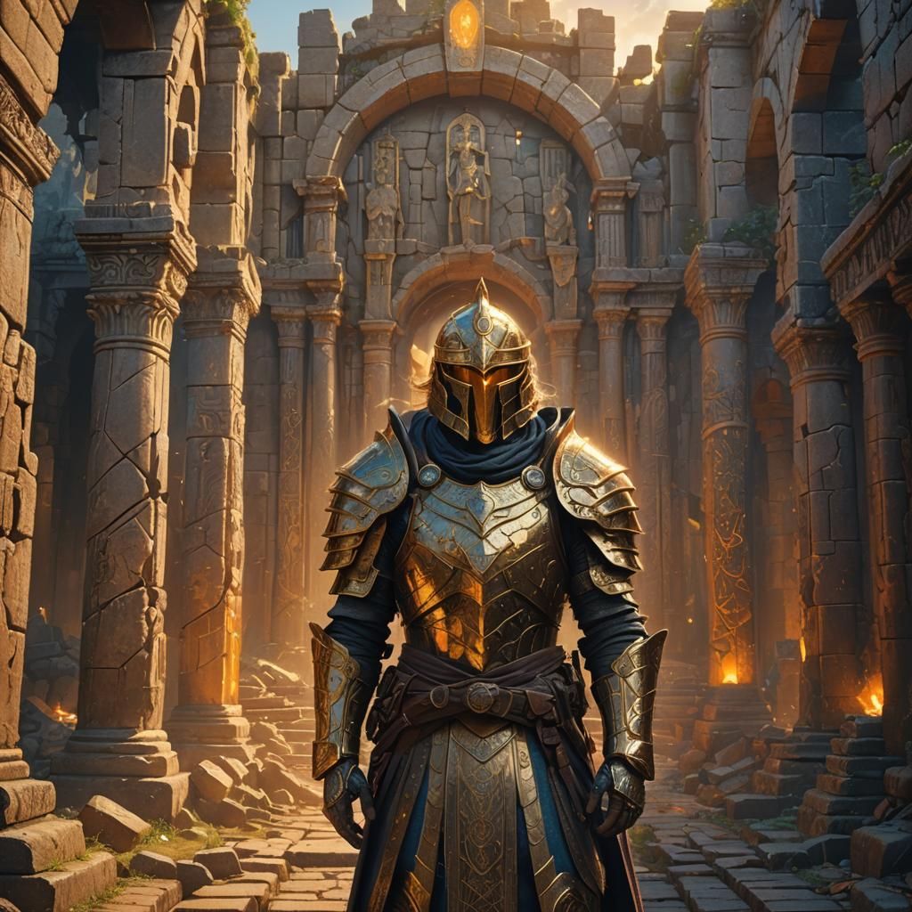 Regal Human in Mystical Ruins: Fantasy Concept Art