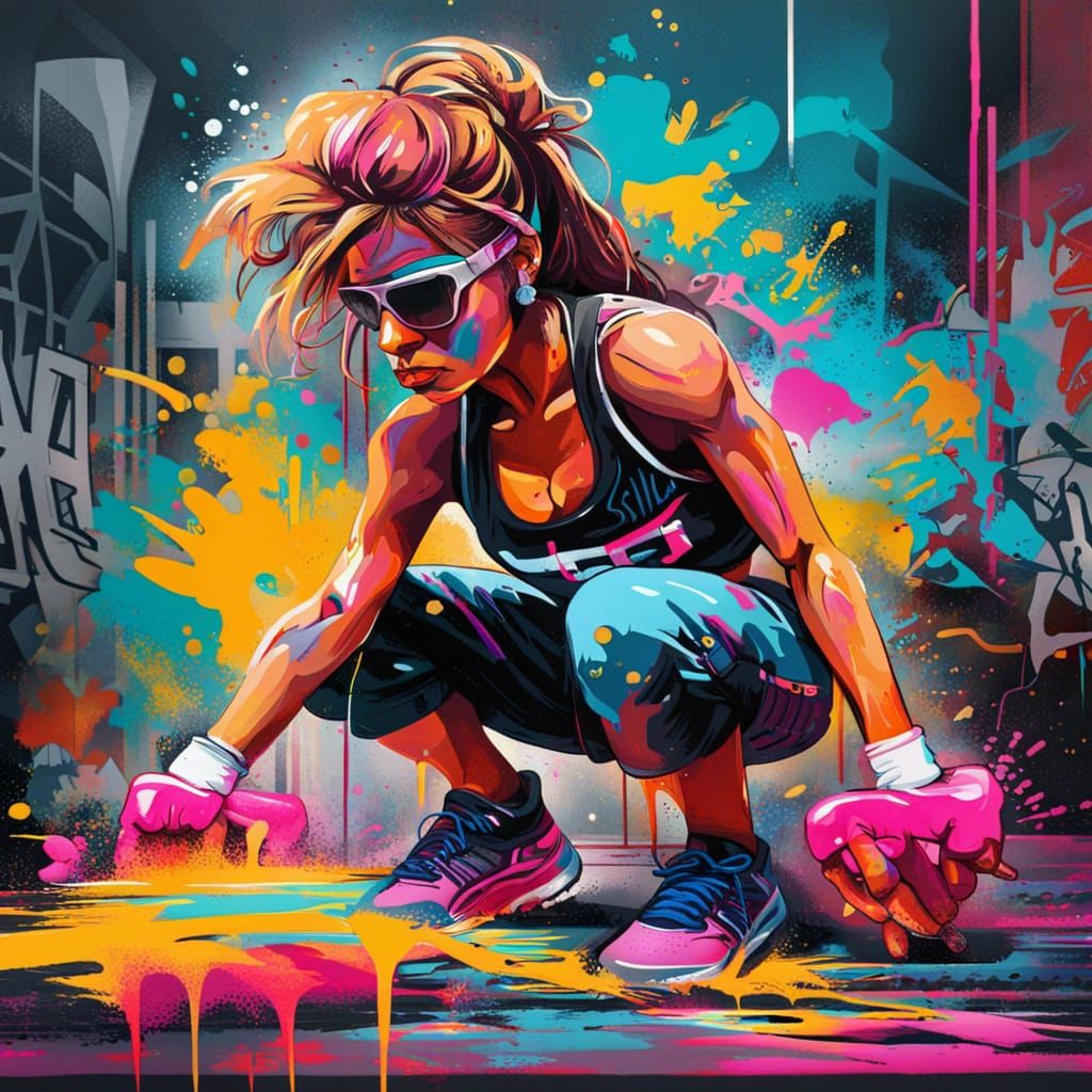80s Workout in Graffiti Splash Art