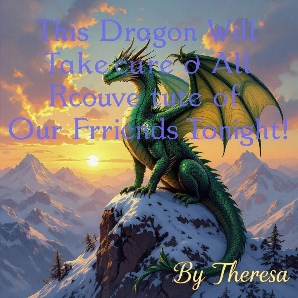 Emerald Dragon Perched on Snowy Peak