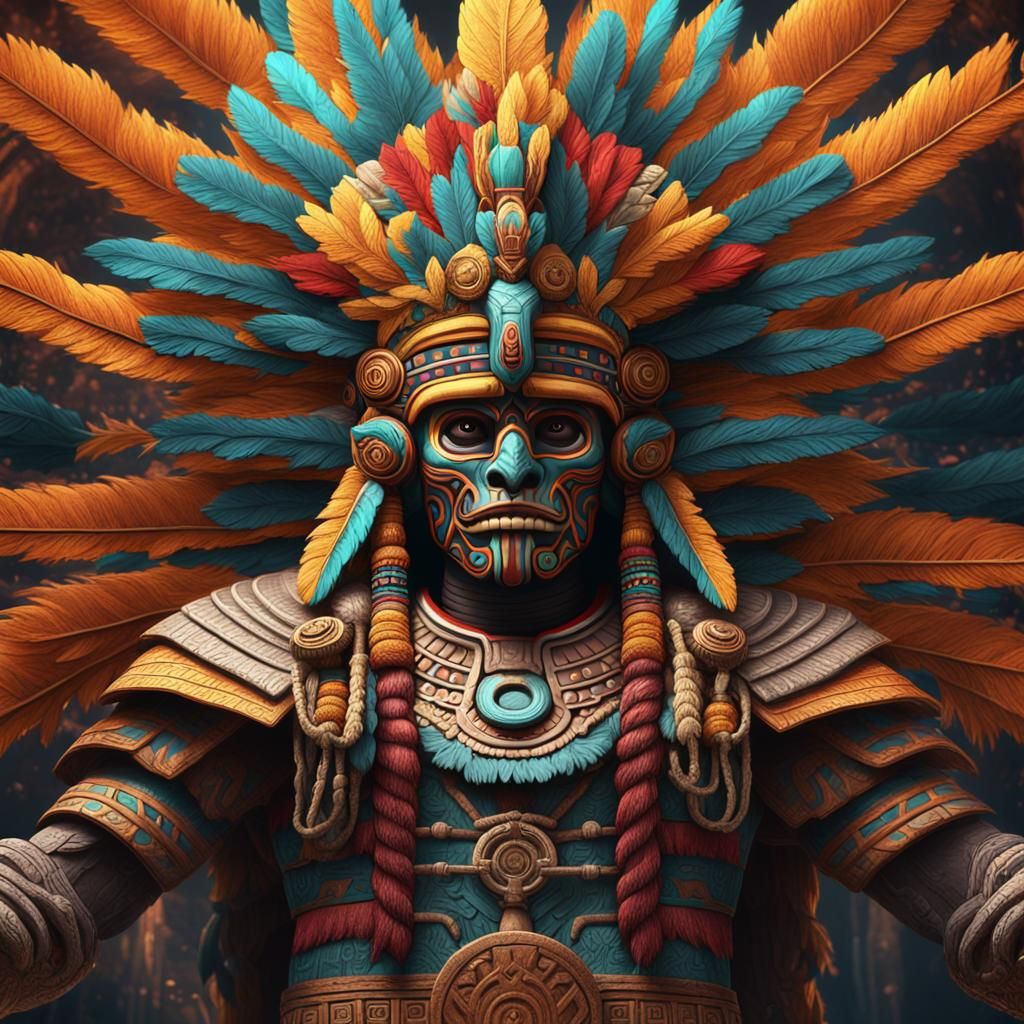 Huitzilopochtli: Aztec God in Detailed Matte Painting