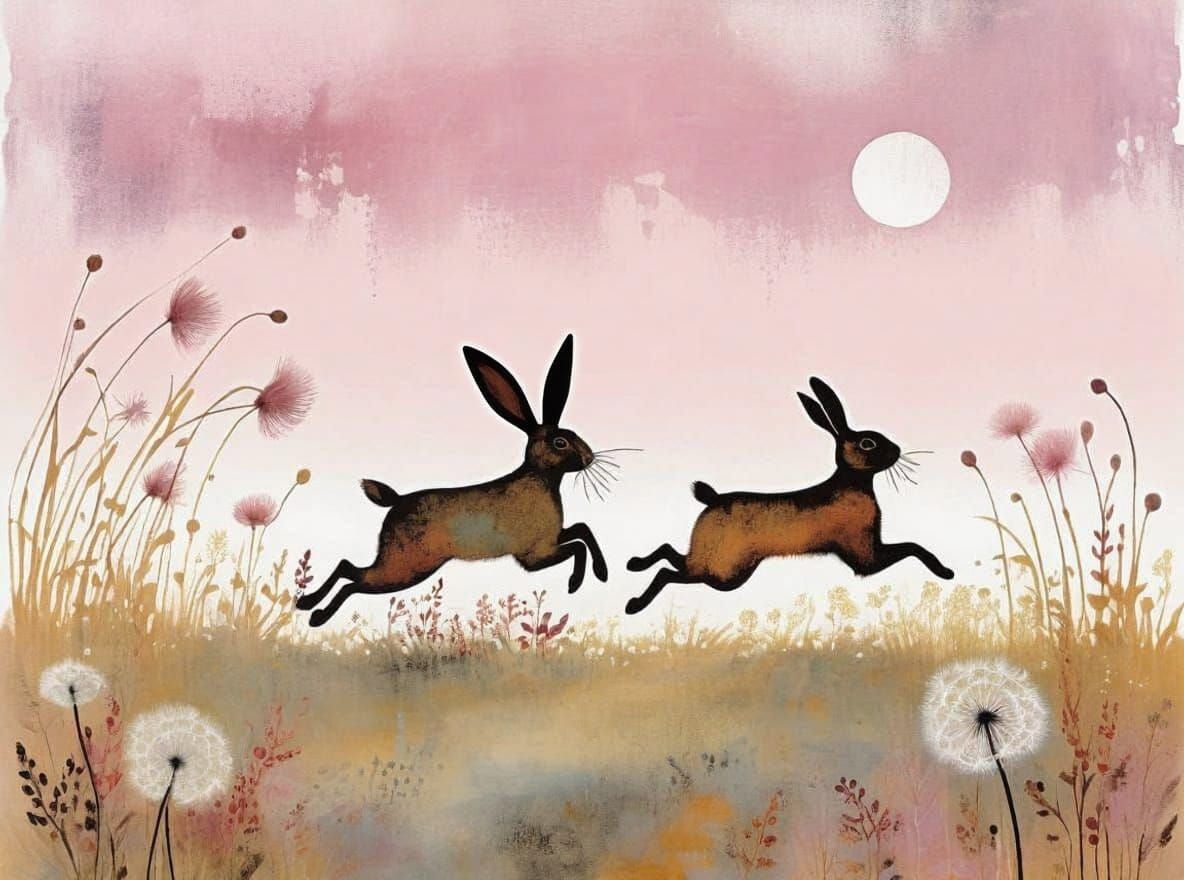 Two Rabbits With Matching Ears