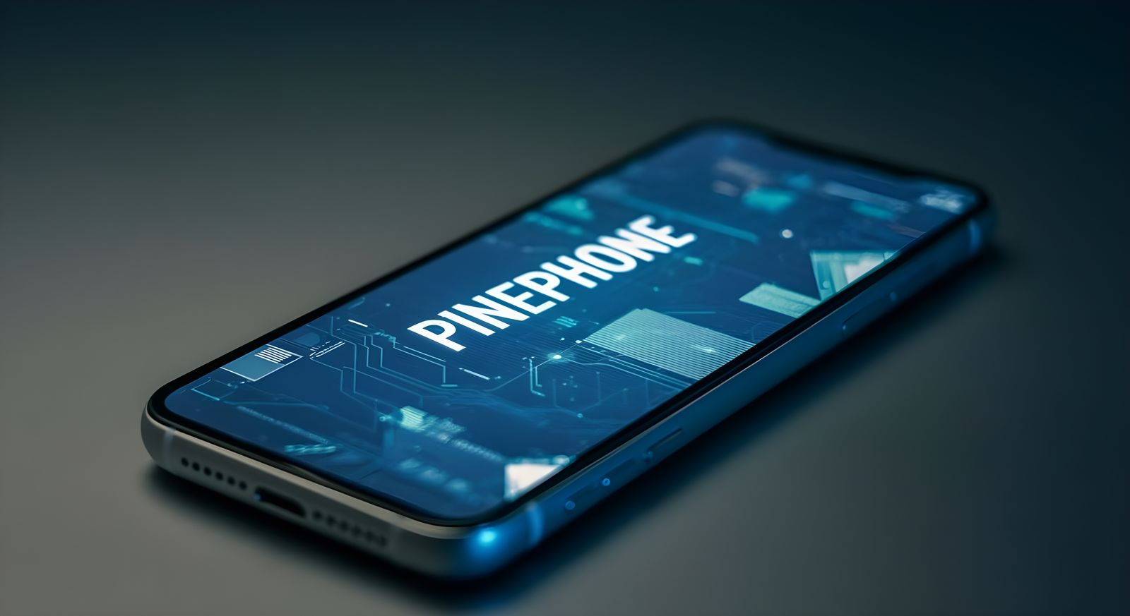 Cyberpunk Smartphone Reads Pinephone in the Digital Realm