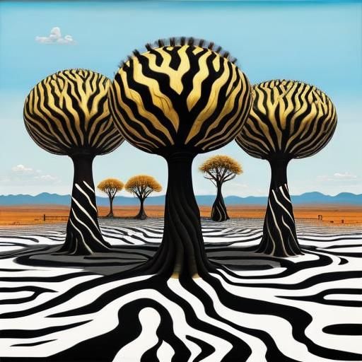 Baobab Trees in Zebrapunk Style
