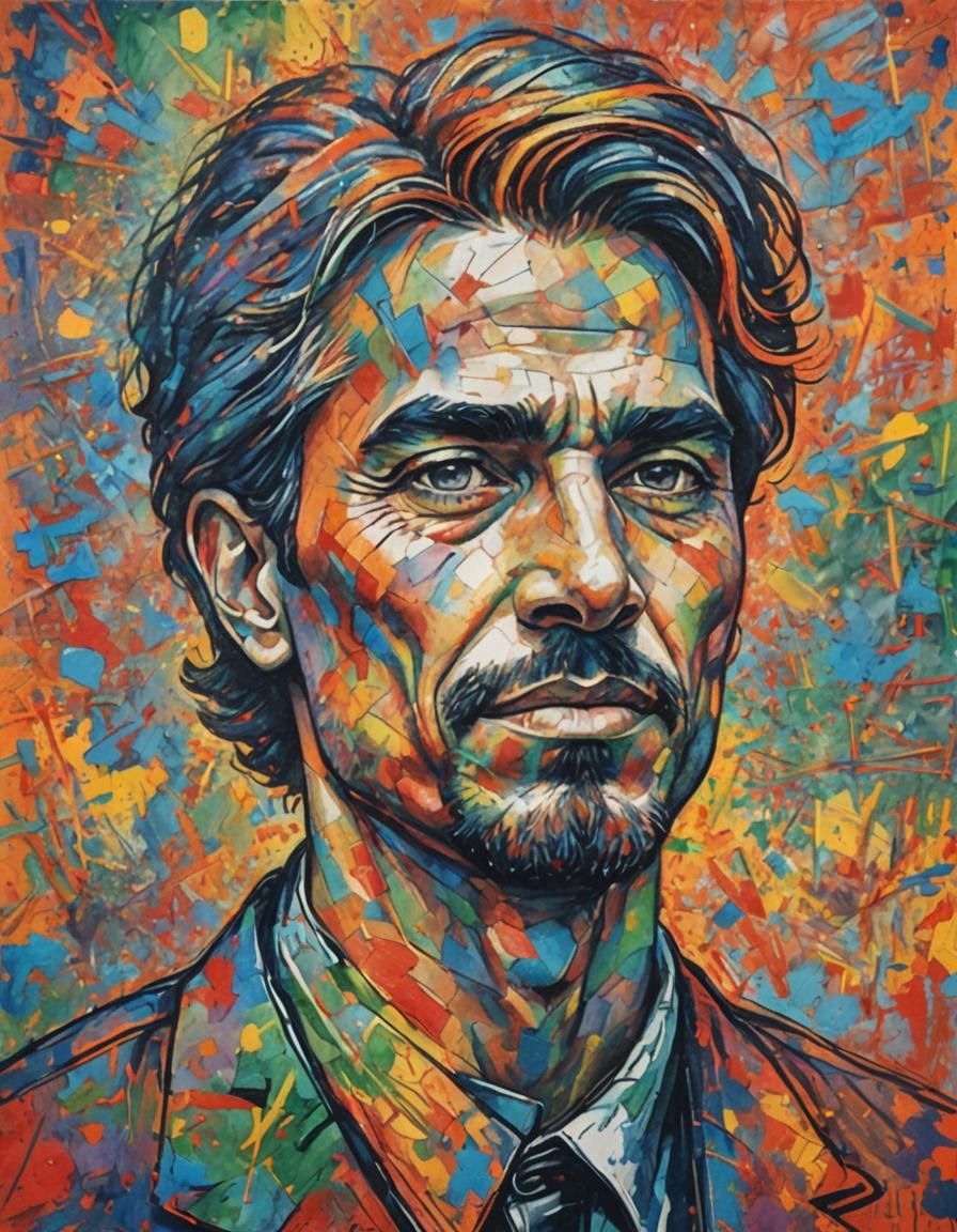 Colorful Crayon Portrait of Human Unity