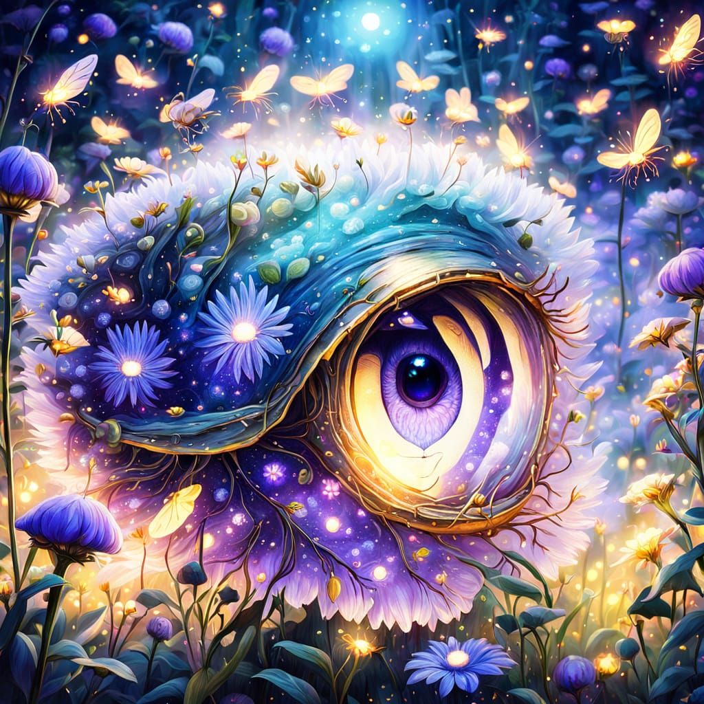 Surreal Flower Garden with Teeth and Eyes