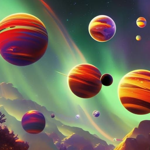 Funny Aliens Play Marbles with Planets in Space