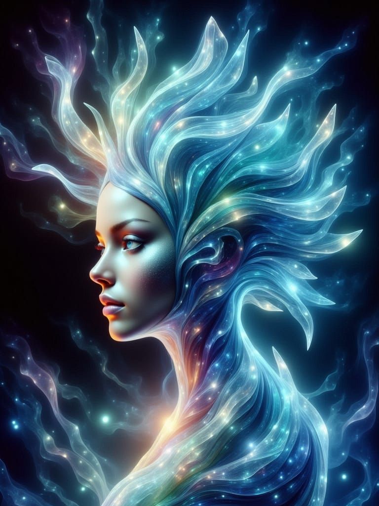 Ethereal Futuristic Woman in Jewel Tones