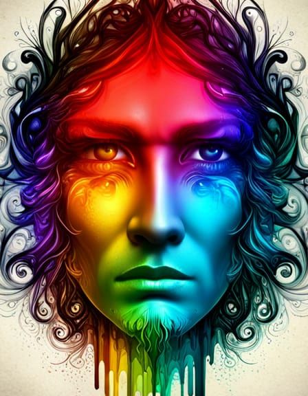 Sad Rainbow Face in Detailed Matte Painting