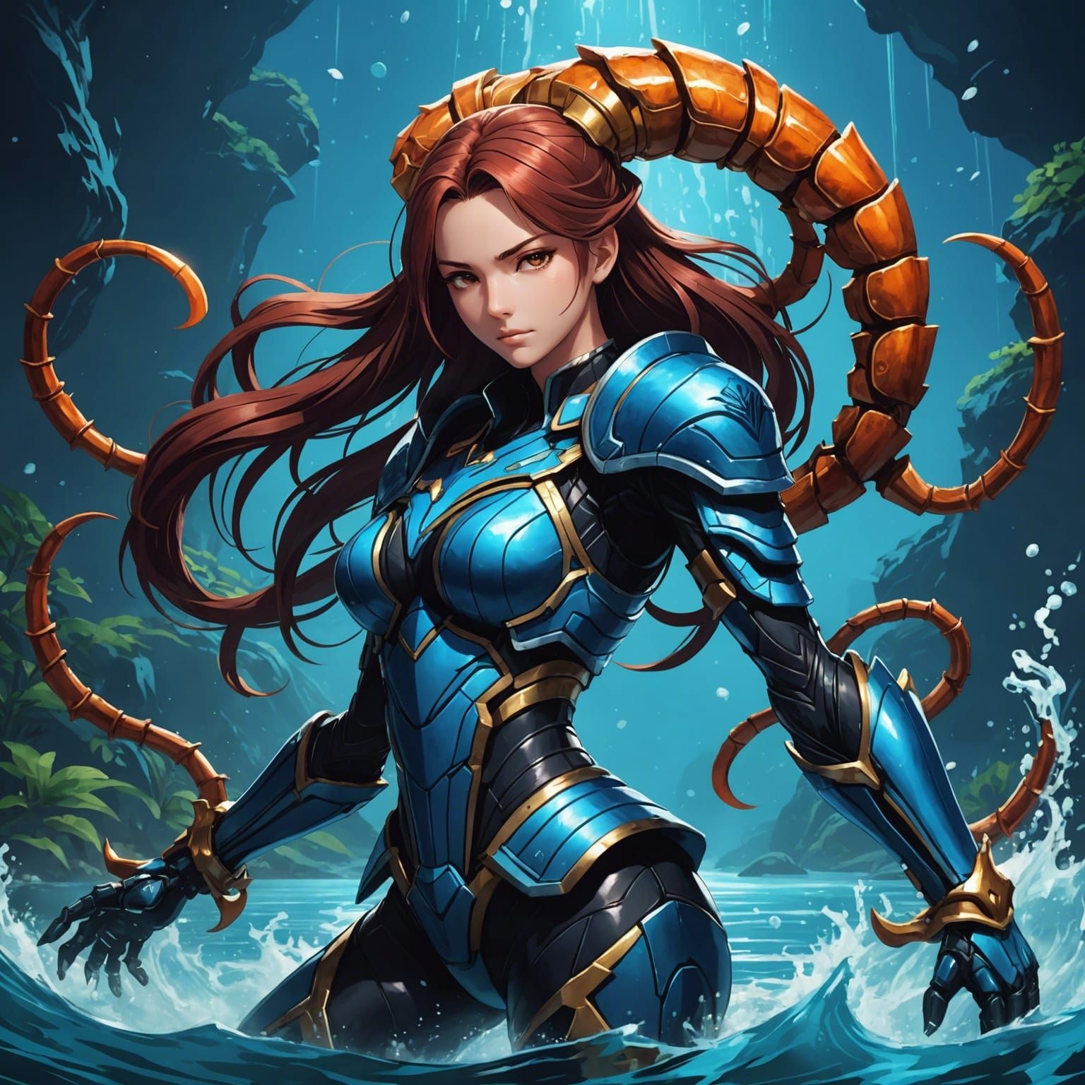 Scorpio Water Zodiac in Anime Style