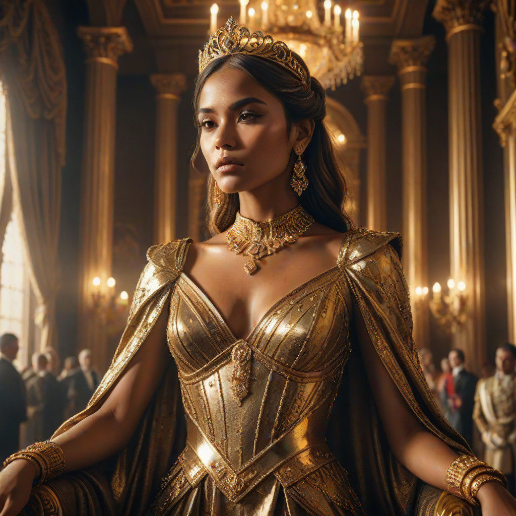 Regal Woman in Luxurious Throne Room