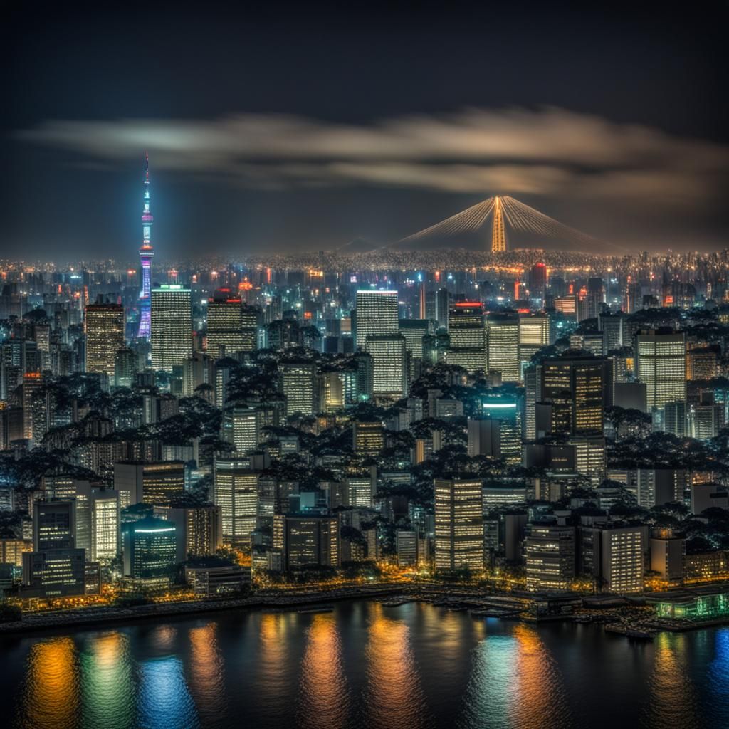 Magnificent Tokyo Skyline Glows at Night