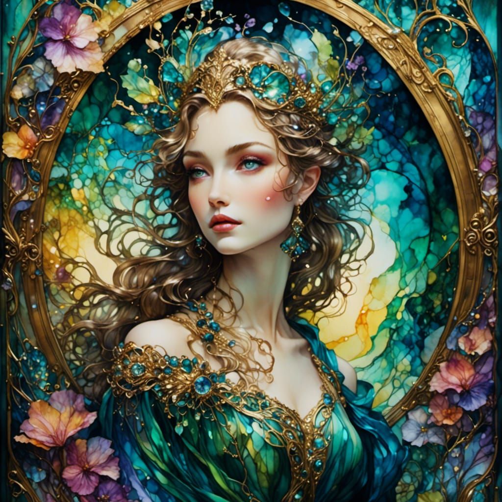 Fantasy Times New Roman in Alcohol Ink Style