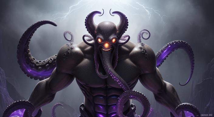 Detailed Merman with Octopus Tentacles in Digital Painting