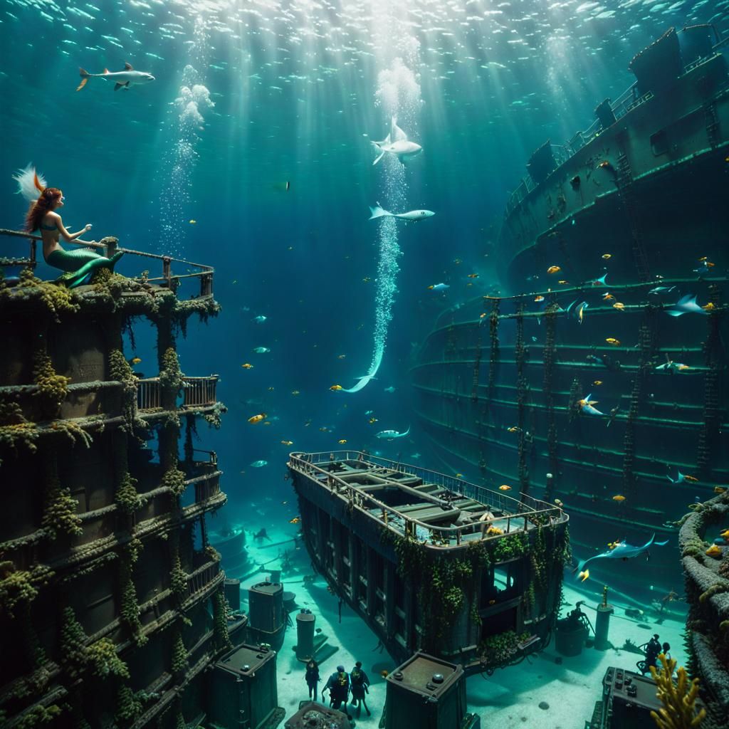 Mermaids Swimming in the Wreck of the Titanic