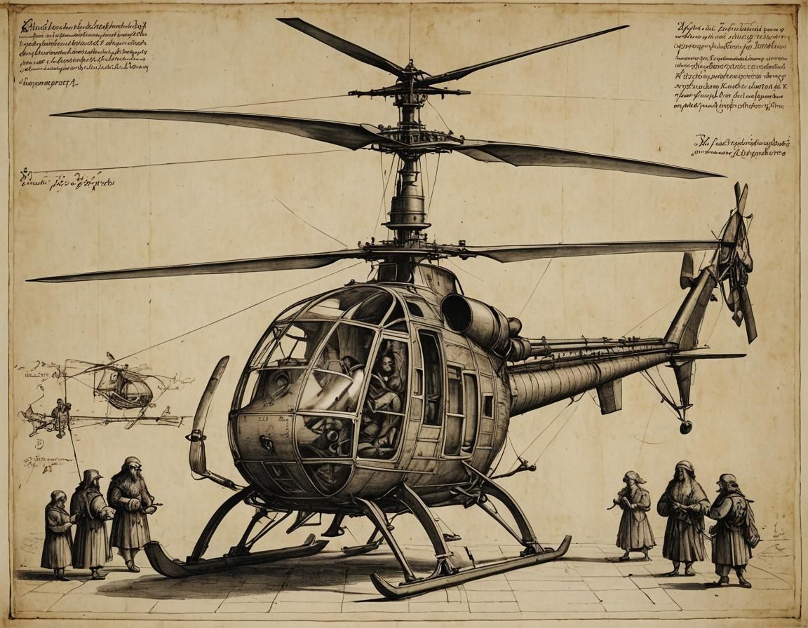 Leonardo da Vinci's Helicopter Design Render