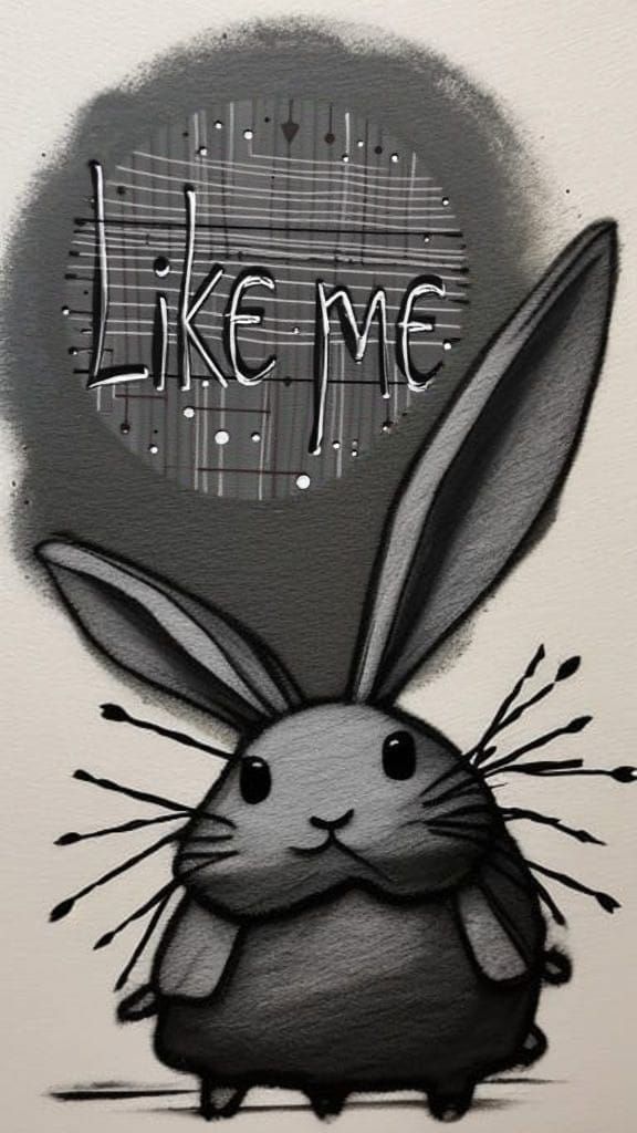 Hand-Drawn Minimalist Rabbit Wood Sign