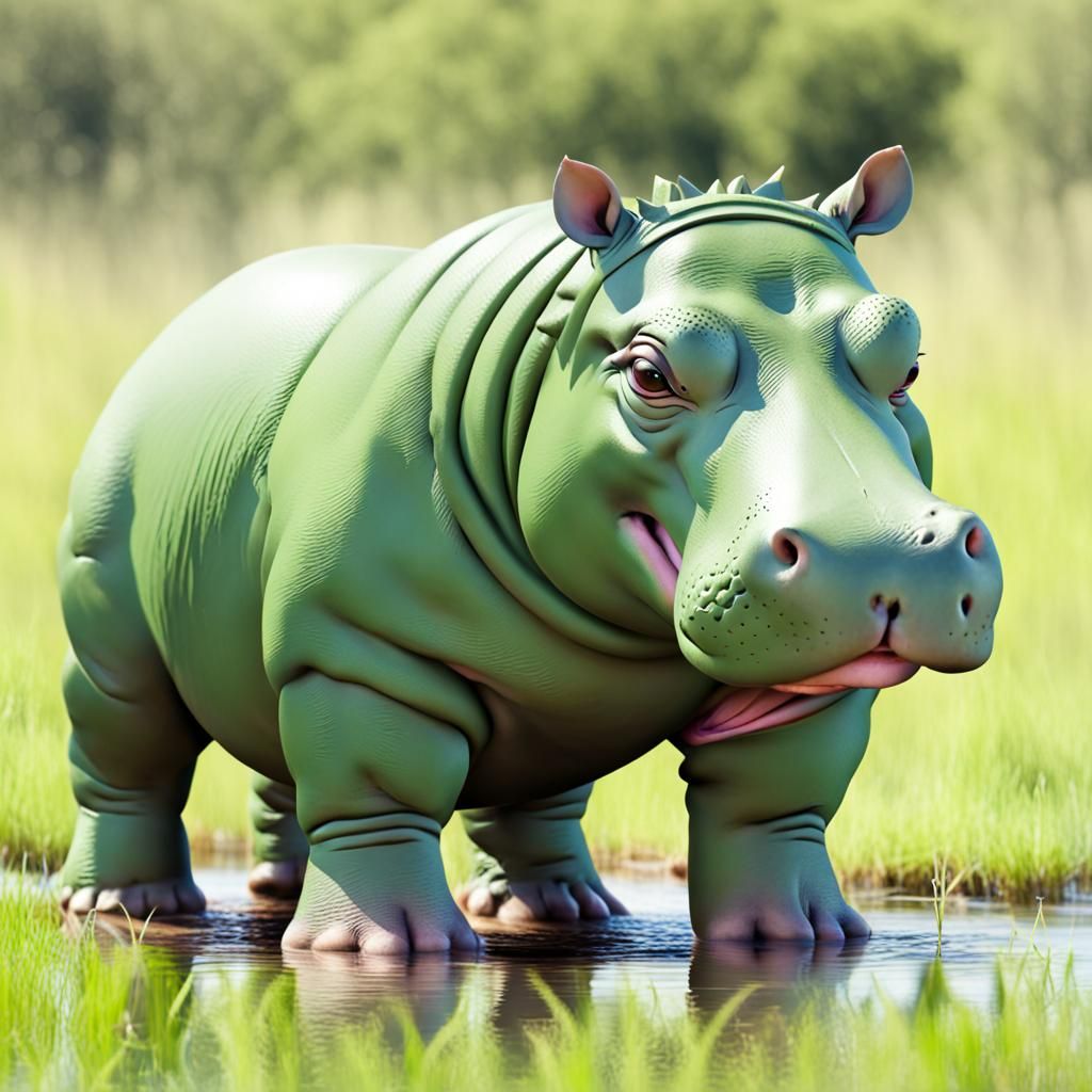 Green Hippo Generated by AI
