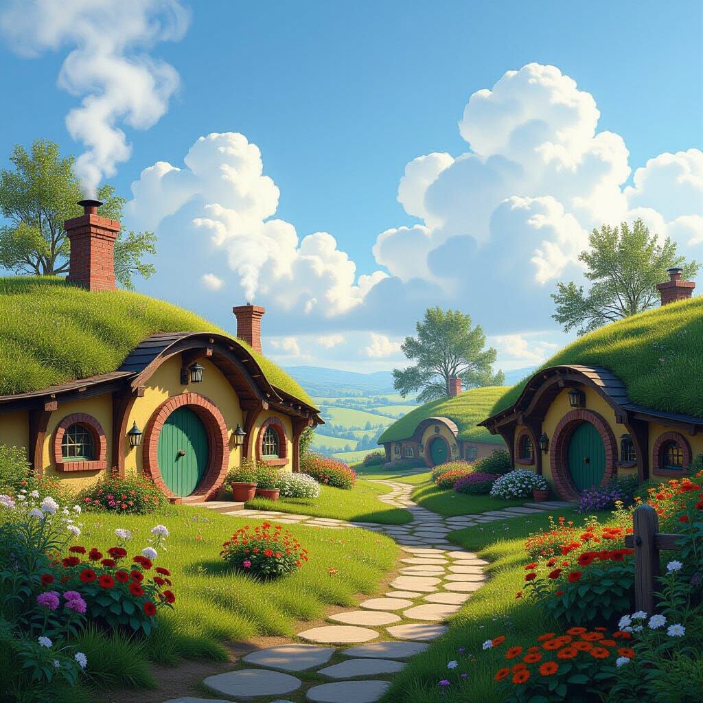 Idyllic Hobbit Village in the Shire