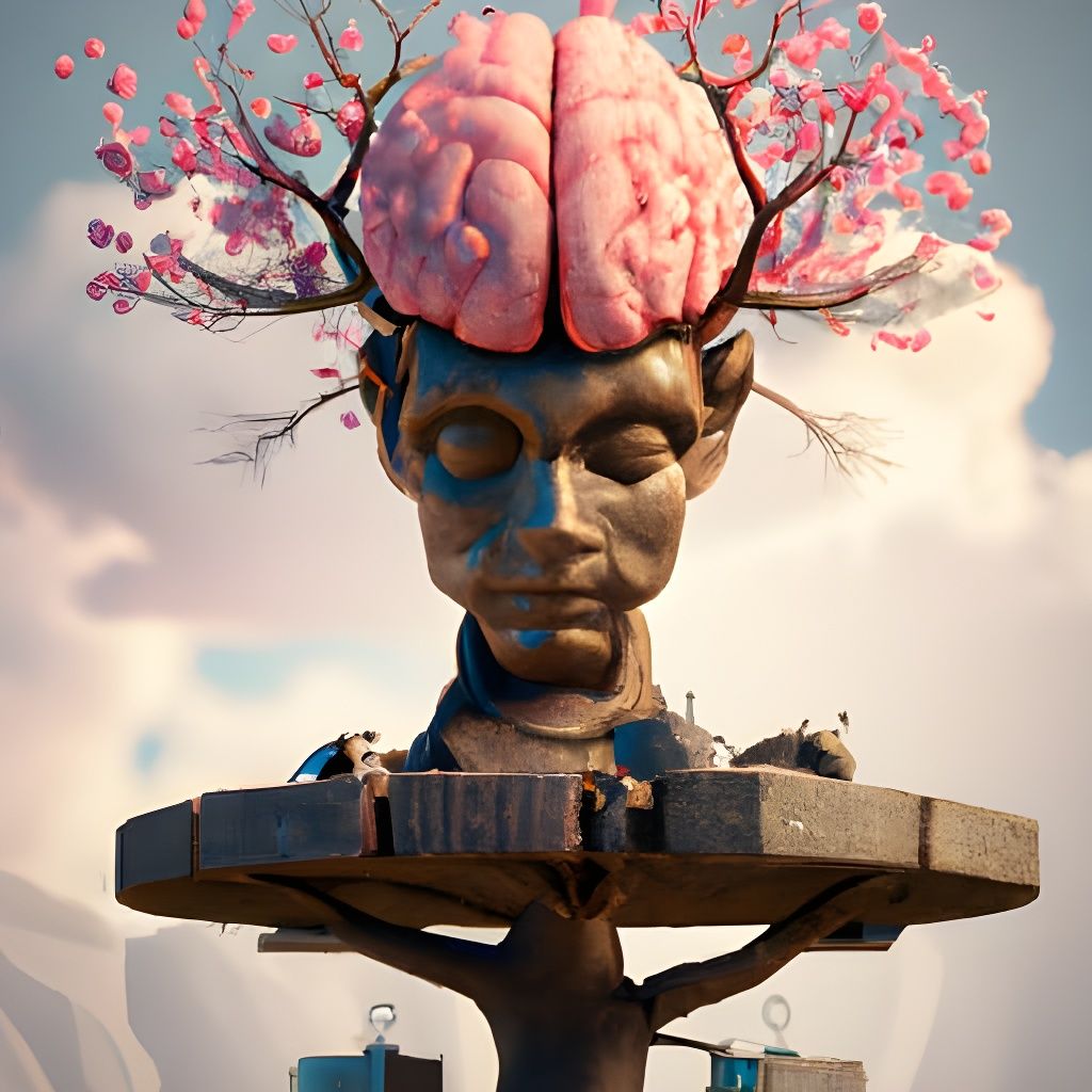 Steampunk Cherry Blossom Brain Tree Fantasy Art