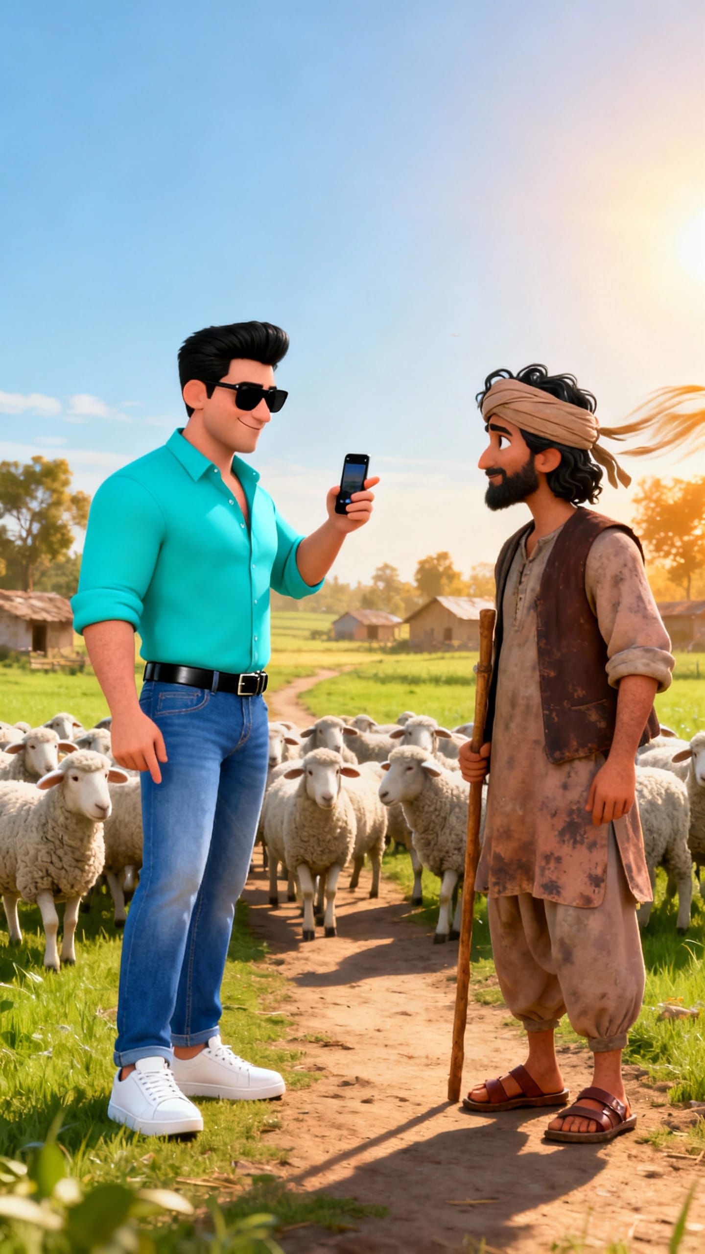 Lahori Man Shows Smartphone to Shepherd in Funny Cartoon Sty...
