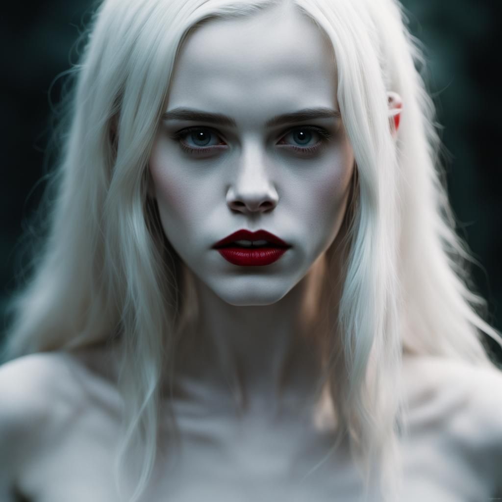 Cinematic Vampire Portrait with Long Incisors