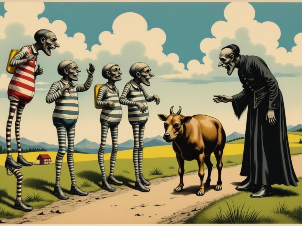 Surreal Milkmen Confront Six-Legged Dog in Burton Style