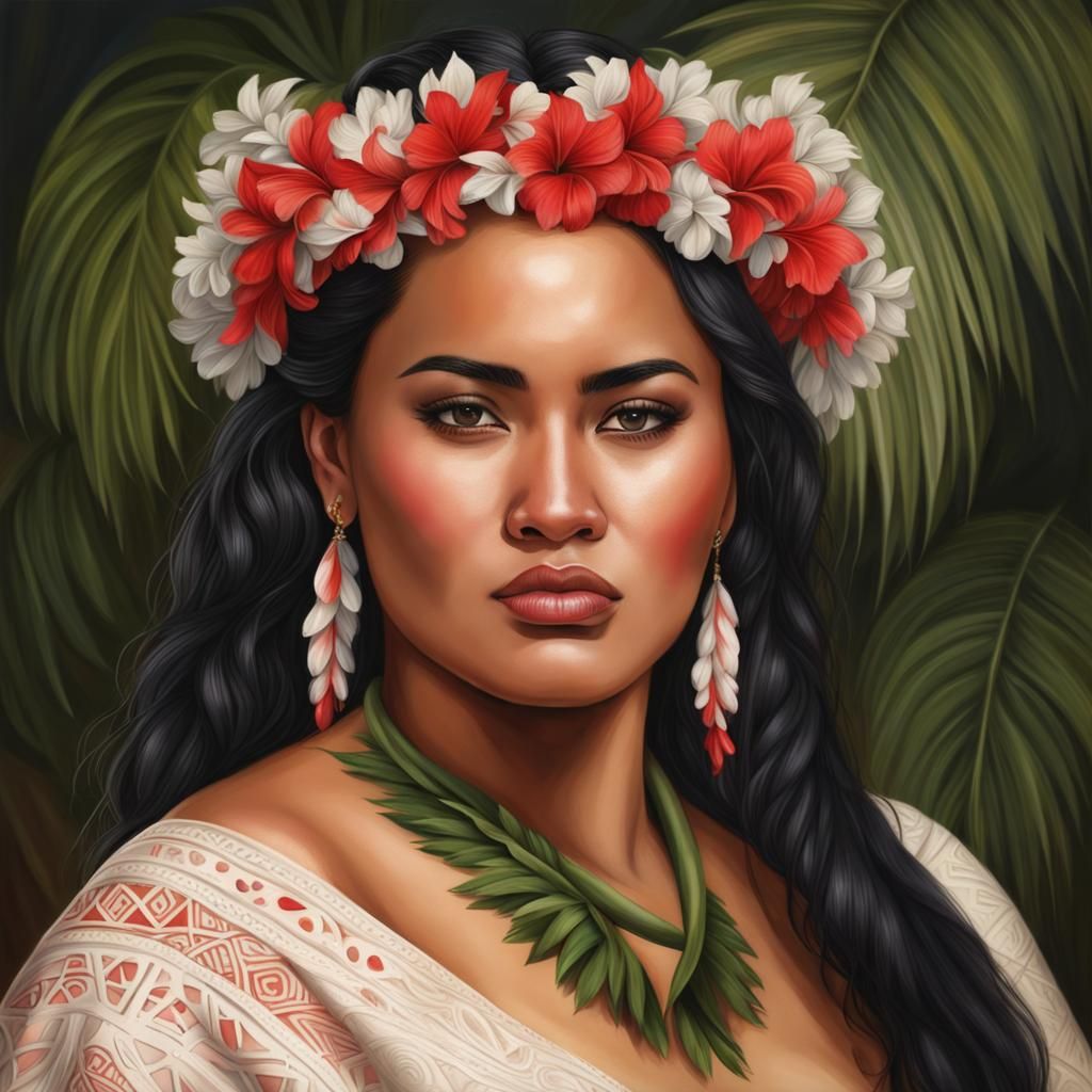 Realistic Portrait of a Beautiful Tongan Woman
