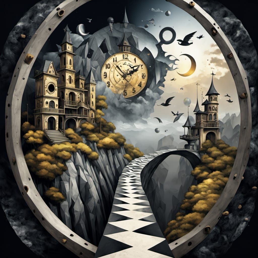 Surreal mountainous walkway