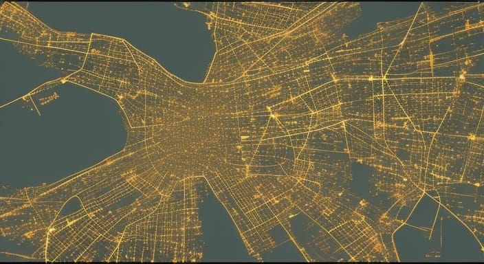 Fictional City Light Pollution Map: Digital Matte Painting