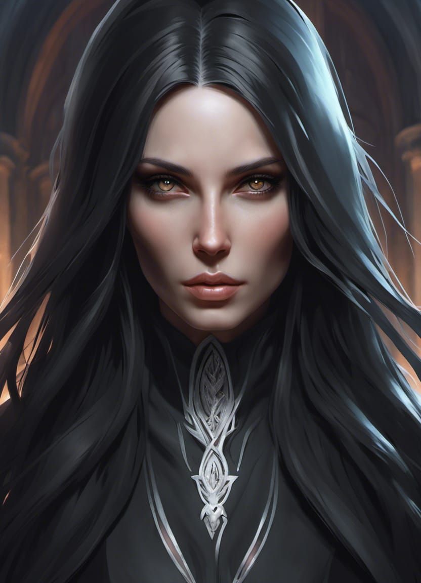 Cunning Woman with Silver Eyes: Hyperdetailed Portrait