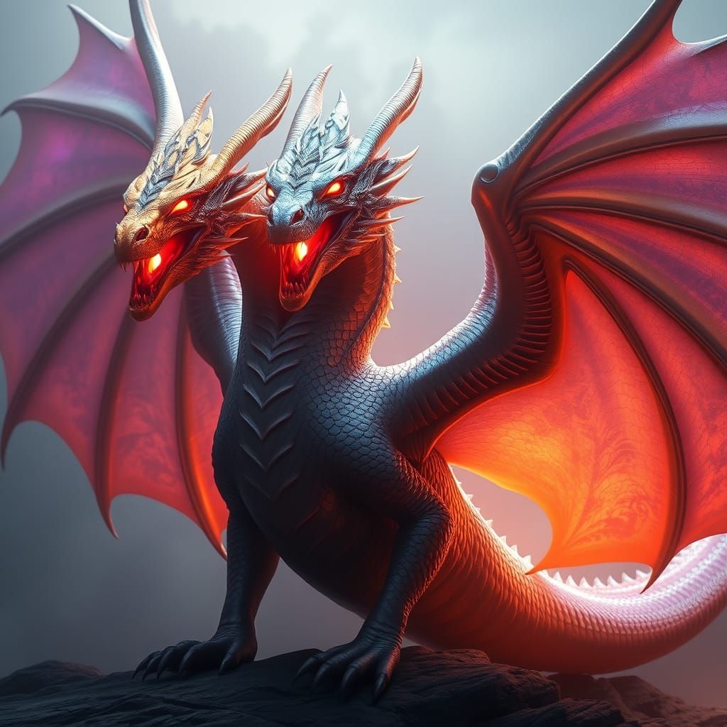 Majestic Three-Headed Dragon from Another World