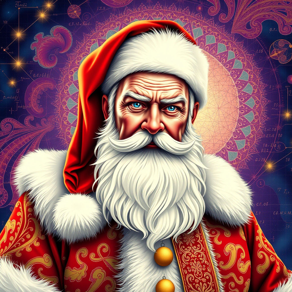 Majestic Santa Claus in Abstract Futuristic Style