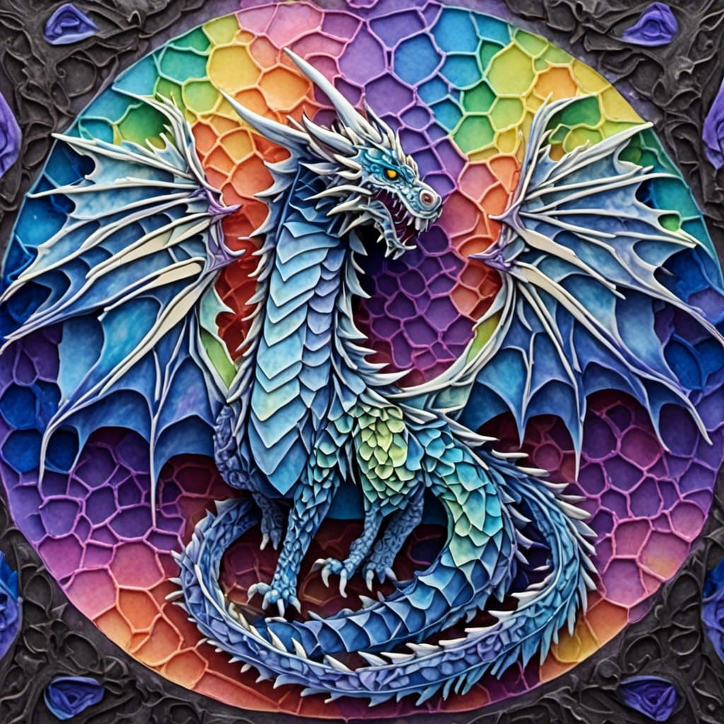 Pastel Dragon in Milky Way Galaxy, Digital Art