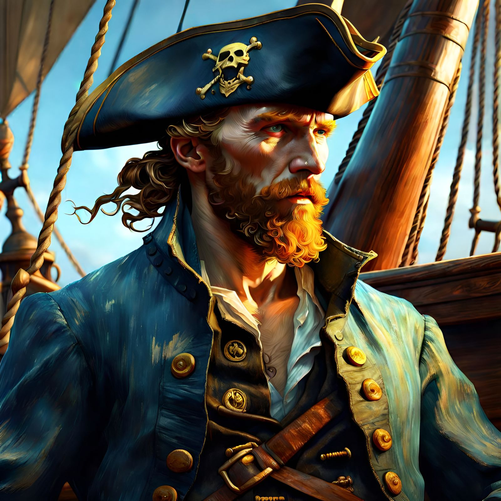 Pirate Portrait in Detailed Digital Art Style