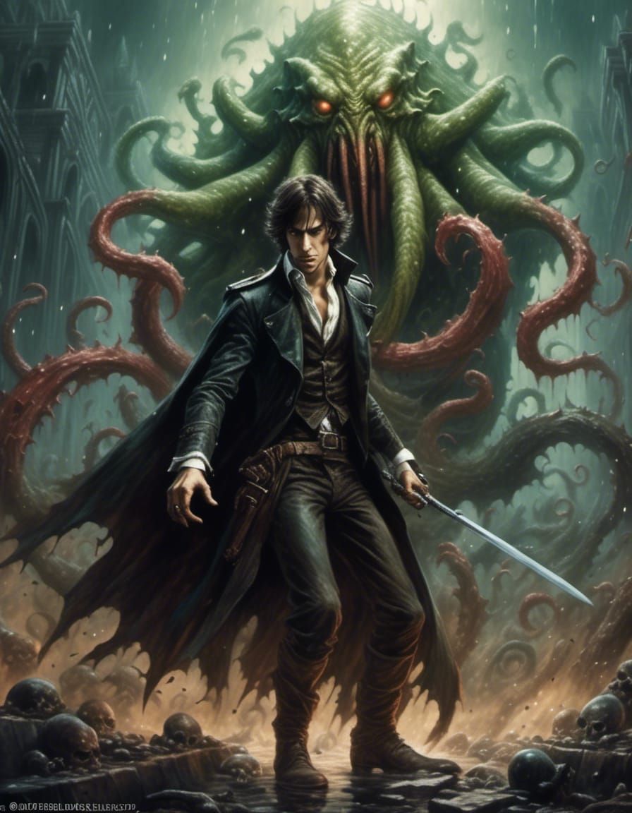 Detective vs. Cthulhu in Gritty 90s Comic Style