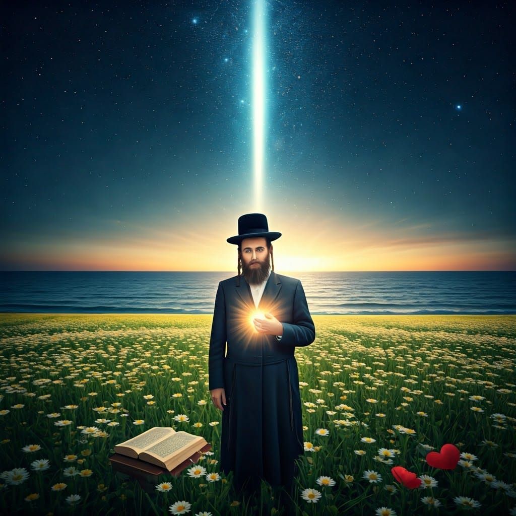 Orthodox Man in a Field of Blooming Flowers Radiates Inner L...