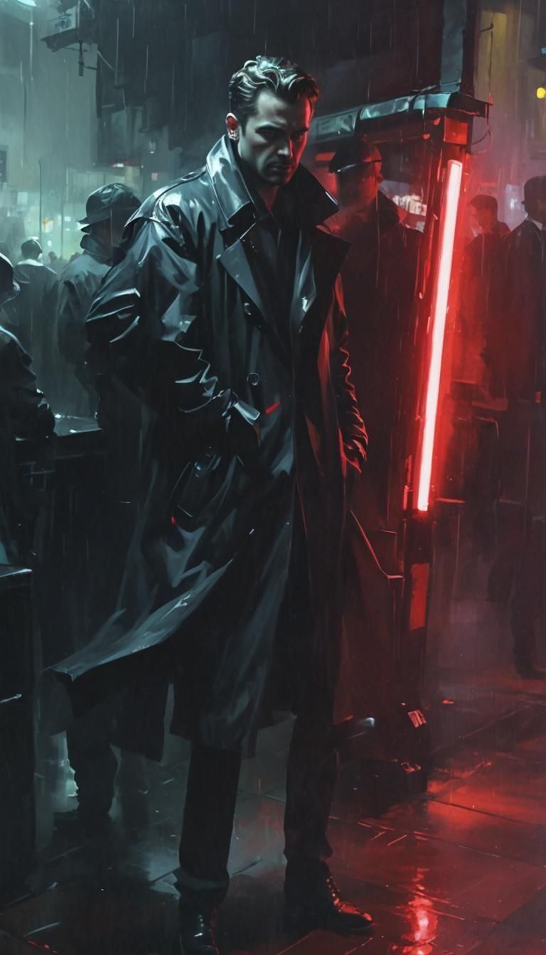 Noir Night Street with Neon Lights