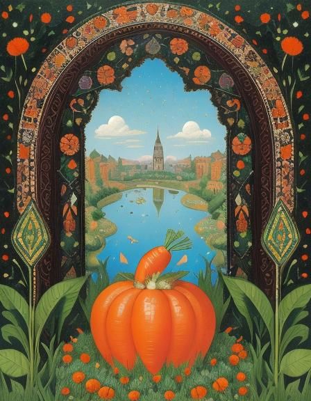 Hovering Carrot in Pixelated Anglo-Saxon Style