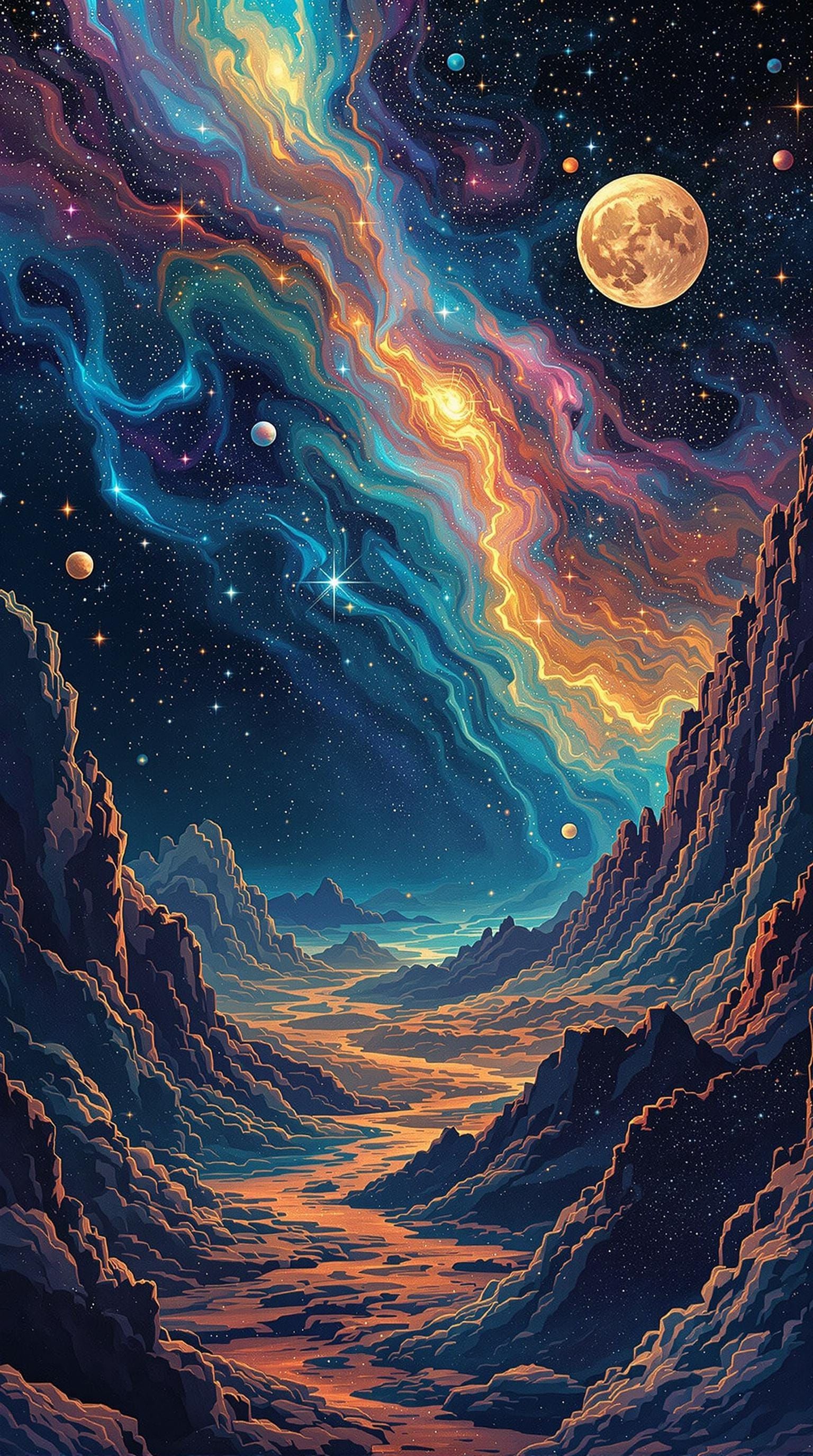 Galactic Dreamscape in Cosmic Art Style