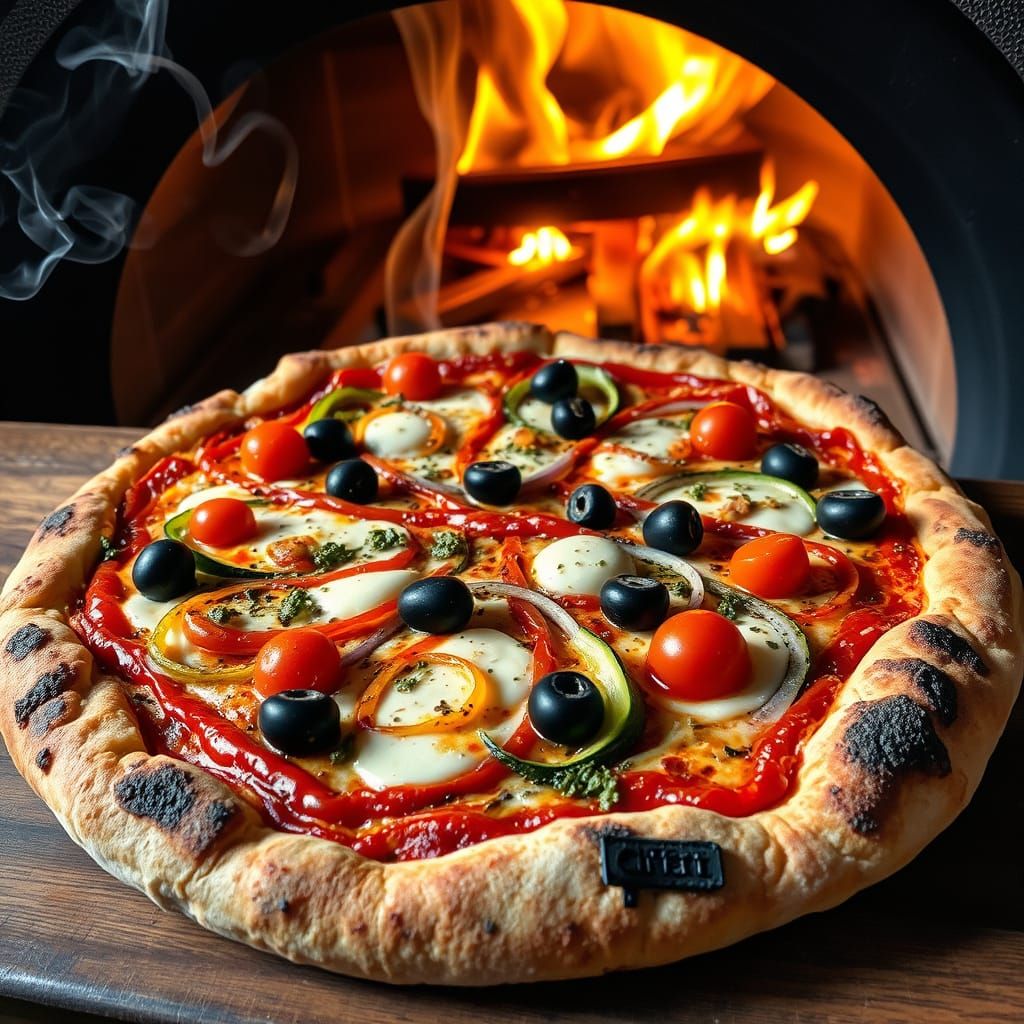 Artistic Pizza Masterpiece in Vibrant Colors