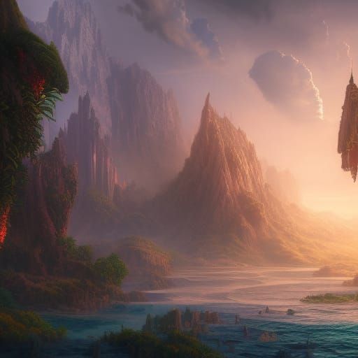 Fantastical God in Detailed Matte Painting
