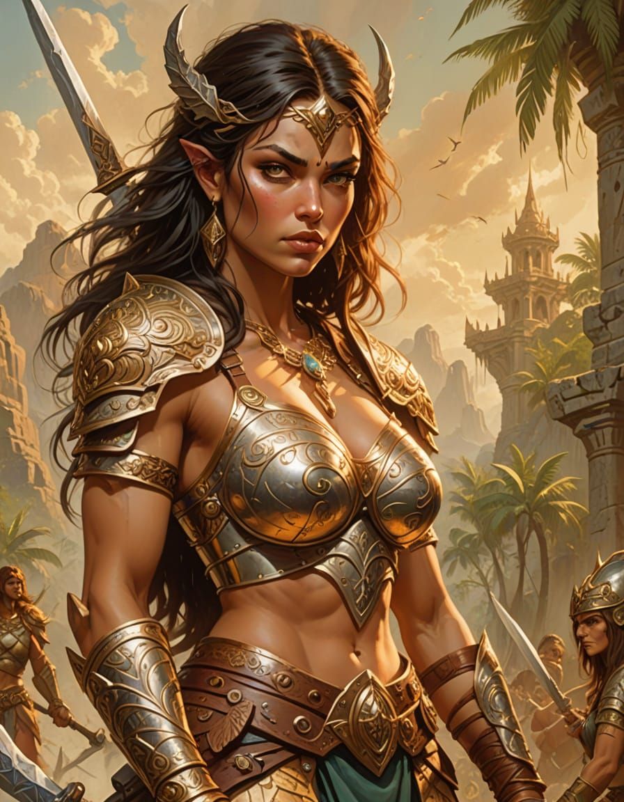 Fantasy Warrior Priestess in Intricately Detailed Armor