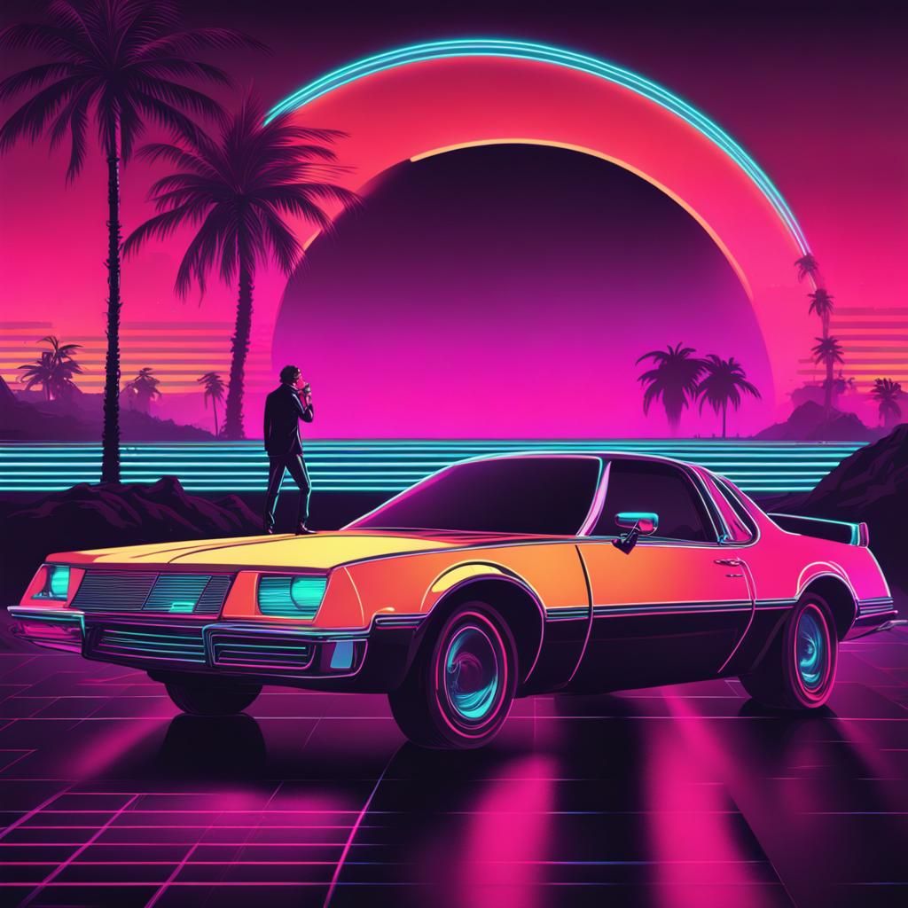 Neon Synthwave: A Retro 70s Funk Aesthetic