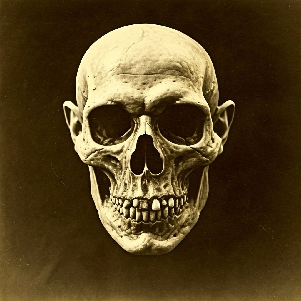 Eerie Macabre Skull in Vintage Photogravure Style