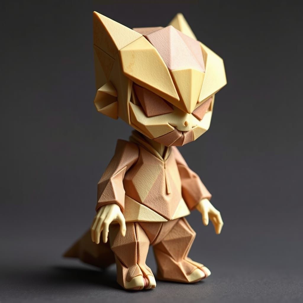 Futuristic Clay Boy Origami Inspired by Yoshizawa