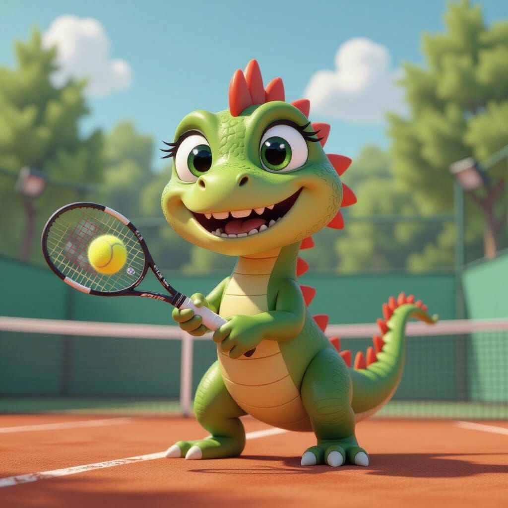 Squirrel Tennis Player in Pixar Disney Style