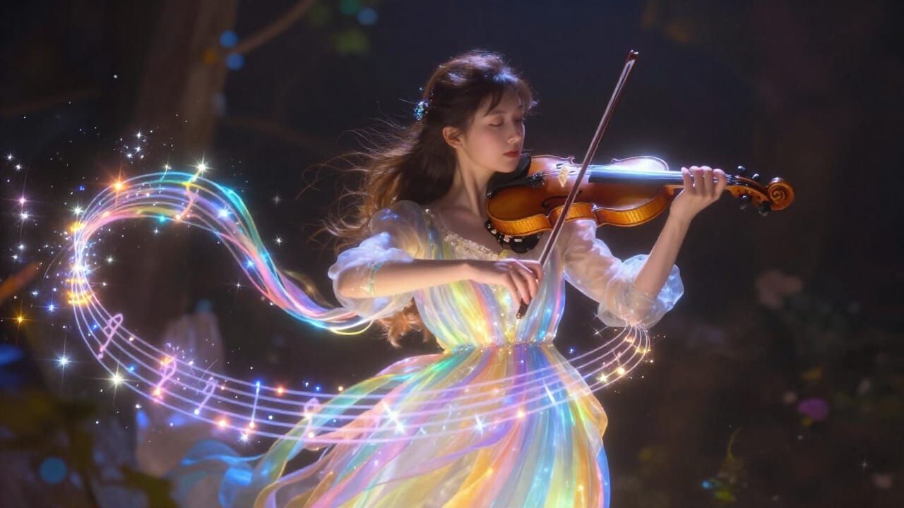 Magical Starlight Violin Serenade: A Romantic Fantasy Scene